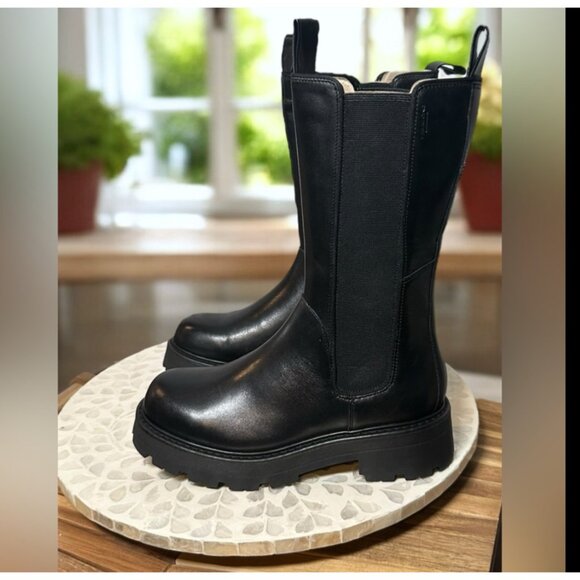 Vagabond Shoemakers Cosmo 2.0 Tall Black Leather Lugged Pull-On Boots EU 37 US 7 - Picture 9 of 12